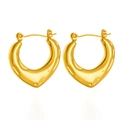 Minimalist U-shaped 18K gold plated hoop earrings with high-polished metallic finish - 3D Thickened Heart
