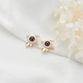 Pendentifs œil protecteur plaqués or 14 carats avec perle iris et petits diamants - Gland Exotique Rouge Foncé (D730)