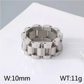 Anello in acciaio inossidabile stile cinturino, larghezza 10mm e peso 11g, neutro - US 8 / Colore acciaio