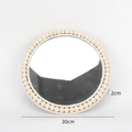 Bohemian round wall mirror with 30cm light wood beads and natural minimalist finish - Style I 30cm