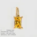 Collier en acier doré avec pendentif rectangulaire en zircon jaune pour l'anniversaire de novembre - Acier / Nov-Jaune Clair