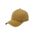 Close-up of mustard yellow washed cotton baseball cap with retro textured fabric - Turmeric