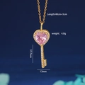 Collana con chiave a cuore dorata e ciondolo in zircone rosa con cristalli - Chiave Oro Rosa