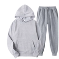 Flat lay of gray cotton hoodie and matching joggers set with high-density fabric texture - Light Gray