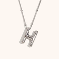 Elegante collana con ciondolo a lettera H stile palloncino argento con catena a sfere - Colore Acciaio-H