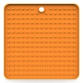 Orange silicone slow feeder mat for dogs with suction cups and hanging hole design - Square Style Orange