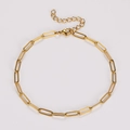 Cavigliera a catena a graffetta in acciaio inossidabile placcato oro 18K con chiusura - Largo 4mm Lungo 23.5+5cm / Oro