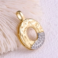 Golden micro-paved zircon letter O pendant with hammered texture and two-tone finish - Pendant Only / Letter: O