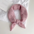 Pink smile pattern triangular cotton bib for babies on a soft white background - 45cmx45cm / Pink