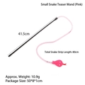 Pink snake teaser wand for cats with a 41.5cm black rod and an 80cm soft sequined strip - Pink Sequined Small Snake (B37409)