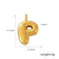 Golden puffy bubble letter P pendant necklace in polished stainless steel - Letter P (D79-P)
