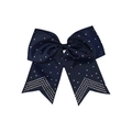 Nœud pour cheveux bleu foncé en ruban avec motifs de strass scintillants en V - Bleu Marine