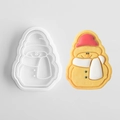 Cartoon snowman cookie mold with press plunger and decorated gingerbread cookie - Snowman C