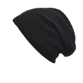 Slouchy black waffle knit beanie for women, minimalist casual spring autumn headwear - M (56-58cm) / Black