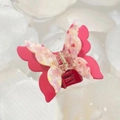 Exquisite double-layered acetate butterfly hair claw clip with iridescent pink patterns - Vibrant Rose Pink (Approx 7cm)