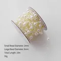 10m Christmas pearl bead chain with 3mm and 8mm cream white beads on a spool - White Fishing Line Beads 10m