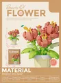 Peony flower building block toy with 279 pieces in pink and white for home decoration - 7226 Peony Potted / 279pcs/Box