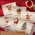 Set of 6 assorted cartoon Christmas cards with envelopes and festive stickers - Beige Christmas Card / With Envelope + Seal Sticker