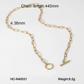 Goldene Titanstahl OT-Knebelkette mit einer 440mm Gliederkette für Damen Zubehör - Goldene Büroklammer-Kettenart (HC-N40031)