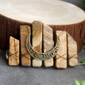 Handmade rose quartz hair clip with copper moon charm and yellow raw stones - Picture Jasper Moon Hair Clip