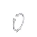 S925 Sterlingsilber verstellbarer offener Ring mit funkelnden Zirkonia-Steinen besetzt - US Größe 5 / Silber
