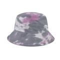 Close-up of colorful tie-dye bucket hat showing detailed twill fabric texture in grey and pink - M (56-58cm) / Grey Pink Tie-Dye