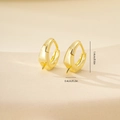 Polished golden geometric earring component for jewelry making, 1.4cm height - Minimalist Geometric Round Clip / Gold (P31489k4)