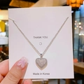 Collana con ciondolo a cuore in pavé di cristalli su catena d'argento con scheda - Cuore Argento