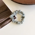 Elegant silver-grey scrunchie made of metallic glitter fabric for high ponytails - Small / Grey Green