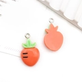 3D carrot resin pendant charm with bright orange body and green leaves for DIY jewelry - Fruit Carrot