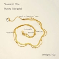Zweilagige 18K vergoldete Edelstahlhalskette mit glatter Schlangen- und Perlenkette - 18K Gold / Gold