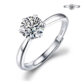 Silver S925 sterling silver ring featuring a six-prong set round brilliant moissanite stone - JZ023 (1 Carat)