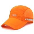 Bright orange quick-dry sports baseball cap with mesh panels and reflective stripes - Adjustable / Orange