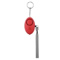 Red personal safety alarm keychain with grey braided lanyard for women and children - Red