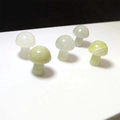 Mini mushroom natural stone ornaments in light green and white jade finish - Xinschan Jade