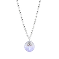Retro 70s disco ball glowing necklace with purple LED light and silver bead chain - Silver White Disco Ball Pendant Bead Chain