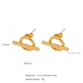 Minimalist 316L stainless steel gold geometric hoop earrings with OT circle design - Interlocking Rings Style (HE0016G09)