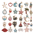 DIY jewelry kit with mixed colorful enamel KC gold pendants for earrings and bracelets - Coconut Tree Style Mix (HK402)