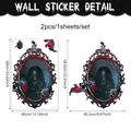 3D-Halloween-Wandaufkleber mit Geisterfrau im zerbrochenen Spiegel und Blutflecken-Dekor - Horror Geist Dame Spiegel Stil (UV24Y12082T_R) / 60cmx40cm