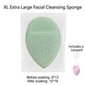 Green teardrop face sponge and purple cleansing sponge with hanging loop set - XL Extra Large Teardrop / Green