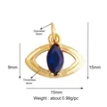 Golden evil eye lucky charm pendant with blue marquise stone and 15x15mm dimensions - Gold Medium Eye