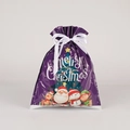 Purple Christmas drawstring gift bag with Santa Claus cartoon and white ribbon bow - Snowman Purple / 24*32cm