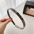 Handheld multicolor tortoiseshell acetate headband with elegant minimalist design for hair - Red & Green