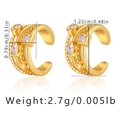 Detailed view of 18K gold ear cuff with white zircon showing exact size and weight metrics - Single Row Zircon (KE0880)