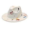 Cappello Fedora bianco con motivi graffiti colorati street art in feltro di lana - M (56-58cm) / Bianco