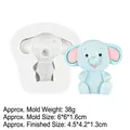 White elephant silicone mold for cake decorating with blue animal figurine example - Gray Elephant (B811)