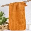 Muslin cotton burp cloth in bright mustard yellow with soft textured honeycomb finish - 8# Ginger Yellow (25*50)