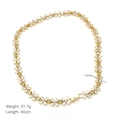 Detail of gold floral link necklace with zircon stones including 40cm length and weight info - Gold Zirconia Floral Style (DN240654-E)