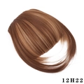 Brown highlighted clip-in fringe hair extensions with sideburns in shade 12H22 - 12H22 Brown Highlights