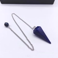 Natural lapis lazuli hexagonal prism pendant with silver chain for spiritual healing - Lapis Lazuli